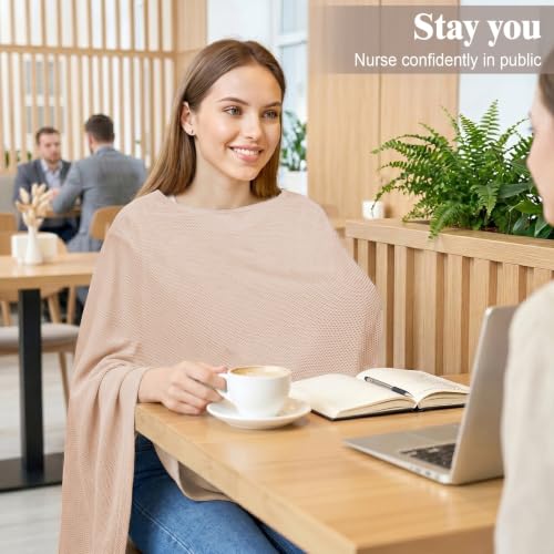 Basumee Nursing Cover for Breastfeeding Breathable Mesh 360 Full Privacy - color: Warm Oatmeal, size: 1 Pack