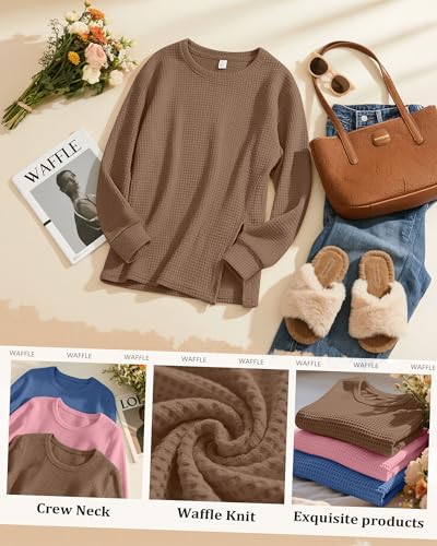 3 Pack Women's Maternity Waffle Knit Shirts - color: Camel, Pink, Sky Blue, size: Small