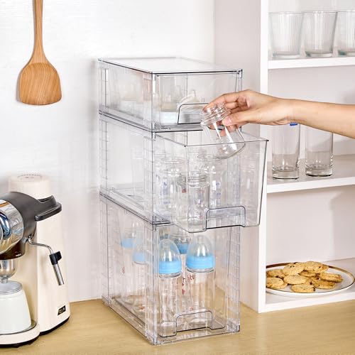 Vtopmart Clear Stackable Storage Drawers, 6 Pack Tall Organizer Set - style: 2 Large+2 Medium+2 Small
