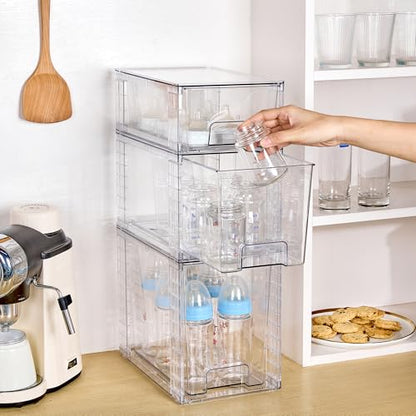 Vtopmart Clear Stackable Storage Drawers, 6 Pack Tall Organizer Set - style: 2 Large+2 Medium+2 Small