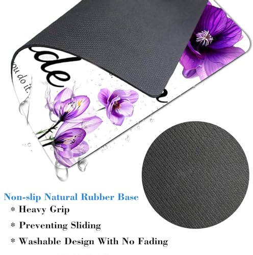 Ability Motivation Attitude Inspirational Mouse Pad, Purple Floral Desk Mat - color: Custom Designs Art 057