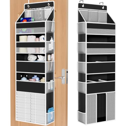 WISELIFE 5-Tier Over the Door Organizer for Nursery Hanging, Black - color: Black
