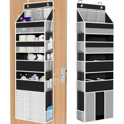 WISELIFE 5-Tier Over the Door Organizer for Nursery Hanging, Black - color: Black