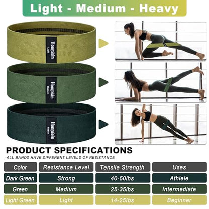 Resistance Bands for Working Out, 3 Levels Fabric Exercise Bands Set - color: Green