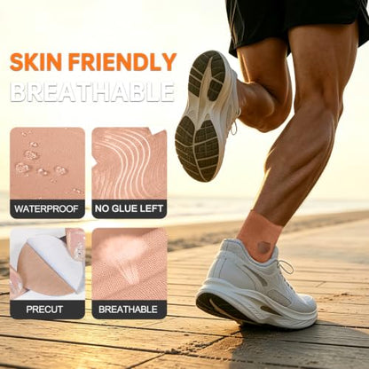 Precut Kinesiology Tape for Ankle, 20 Pcs, Beige - color: Beige