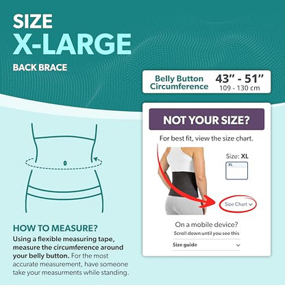 BraceAbility Elastic Low Back Brace - Compression Lower Back Support Belt for Sciatica, Heavy Lifting at Work, Herniated Disc, Workouts, Sleeping, Lumbar Support, Back Pain in Women and Men (XL) - size: XL