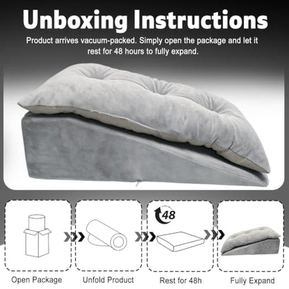 Leg Elevation Pillows for After Surgery, Height-Adjustable Knee Replacement Recovery Wedge Pillow for Single Leg with Removable Thick Soft Cushion for Hip Ankle Knee Relief Keep Leg Straight