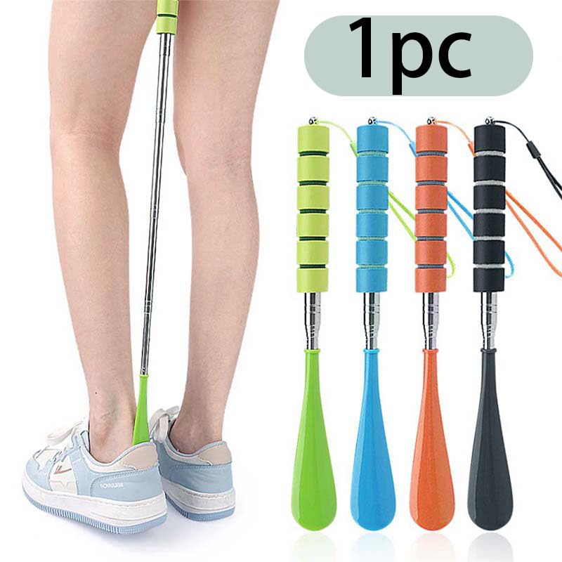 Telescoping Long Handle Shoe Horn, Stainless Steel Shoehorn, 1 Pack - color: Green