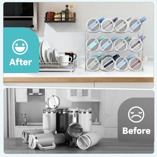 Stackable Water Bottle Organizer Large Compartment Water Bottle Holder - size: 3 pack