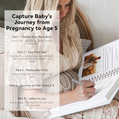 1DOT2 Timeless First 5 Years Keepsake Baby Memory Book for Boy or Girl - color: Baby Blue