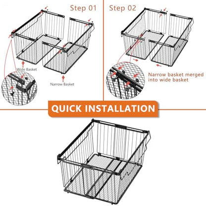 Large Freezer Organizer Bins for 5 to 9 Cu.Ft,Leak-Proof Bottom，4Pack - color: Black--4Pack