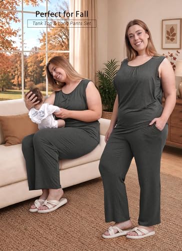 Rnxrbb 4 PCS Hospital&Home Nursing Pajamas Robe Set Maternity Postpartum Pj - color: Deep Gray, size: Medium