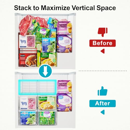 iSPECLE Deep Freezer Organizer Bins - Large Baskets for 5-7 Cu.Ft, 3 Pack - color: 3-Pack White