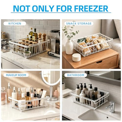 6 Pack Expandable Freezer Organizer Bins, Stackable Chest Freezer Basket - color: Black, size: 6 Packs