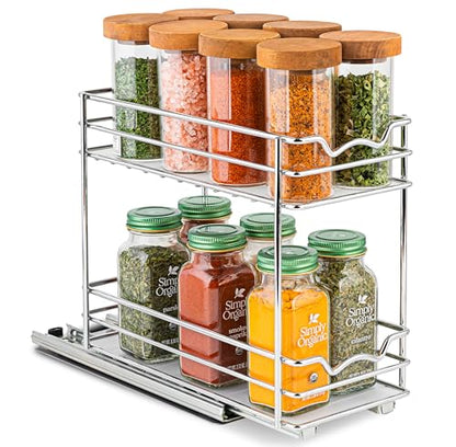 Pull Out Spice Rack for Cabinet, Spice Organizer 4-1/2"W x10-3/8"D x8-7/8"H - size: 4.5 Inch - Double