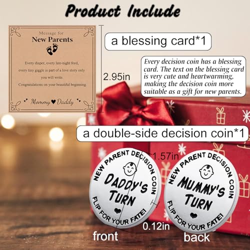 Lovely Double-Sided New Parents Funny Decision Coin with Blessing Card - color: Stylec-silver