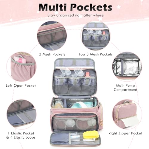 Breast Pump Bag Fit for Spectra S1/S2, Portable Pump Carrying Case - color: Pink