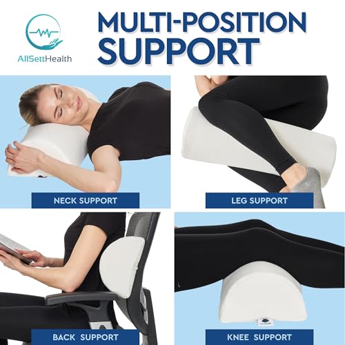 2 Pack Half Moon Bolster Pillow for Legs - Knee Pillow for Back Sleeping - style: Knee Half Moon White (2 Pack)