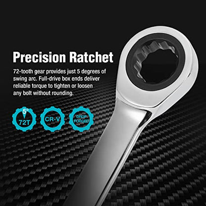 DURATECH 13mm Extra Long Ratcheting Wrench, Metric, CR-V Steel - color: Chrome-plated, size: 13mm