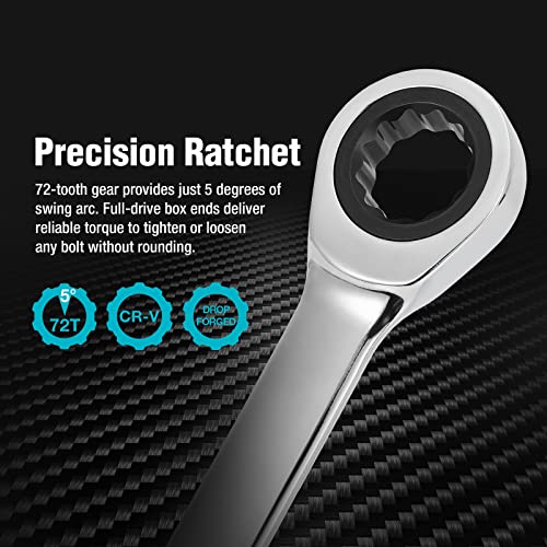 DURATECH 18mm Extra Long Ratcheting Wrench, Metric, CR-V Steel - color: Chrome-plated, size: 18mm