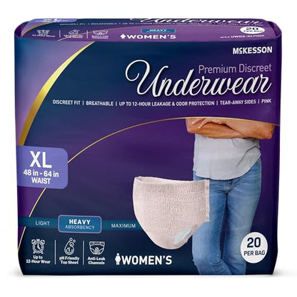 McKesson Discreet Underwear for Women, Adult, X-Large, Heavy, 64 in - size: X-Large