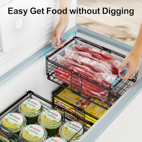 iSPECLE Freezer Organizer Bins - Adjustable Fits Chest Freezers 10-20 Cu Ft - style: 4 Pack Black