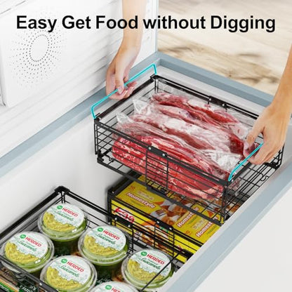 iSPECLE Freezer Organizer Bins - Adjustable Fits Chest Freezers 10-20 Cu Ft - style: 4 Pack Black