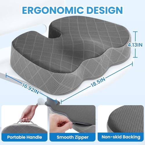 TushGuard Memory Foam Office Chair Seat Cushion - Dark&Light Grey, XX-Large - color: Dark&light Grey, size: XX-Large