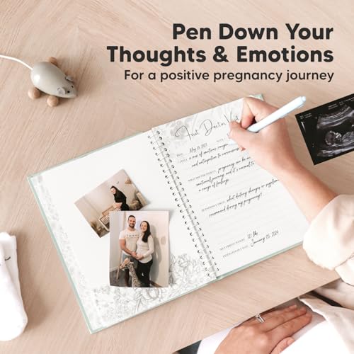 Pregnancy Journal, Pregnancy Announcements, 80 Pages Hard Cover Book (Sage) - color: Sage