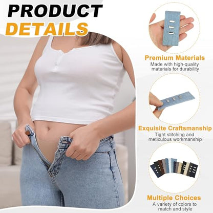 MECCANIXITY 5pcs Denim Light Blue Pants Waist Button Extenders 3.3" - color: Denim Light Blue, size: 3.3"