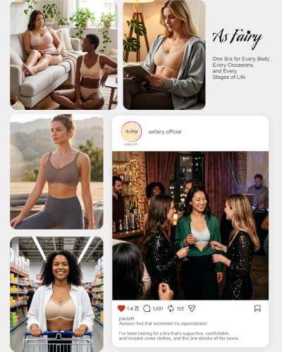 As Fairy Wireless Seamless Jelly Support Full Coverage Bra with V Mesh Neck - color: Grey-mesh, size: 38C