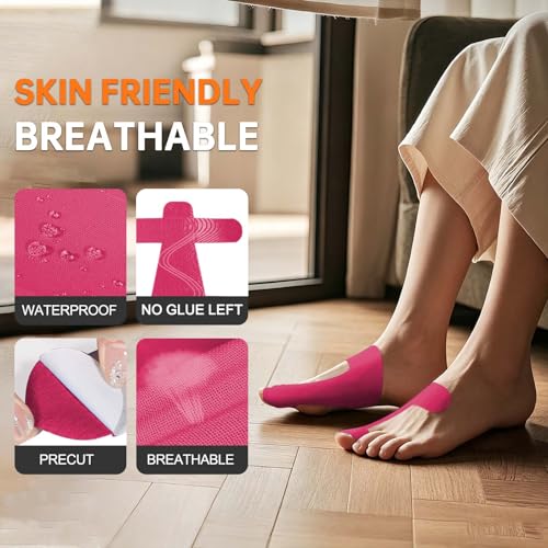 Precut Kinesiology Tape for Bunion, 40 Pcs, Pink - color: Pink