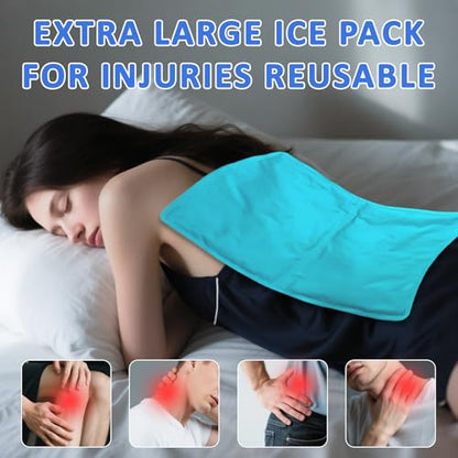 Large Nylon Gel Ice Pack - Reusable No-Strap Cold Therapy Pad, Flexible for Back/Neck/Thighs, Full Coverage Pain Relief for Home/Office (1 Pack)