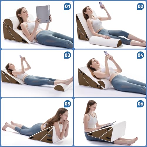 Negwoo 3PCS Wedge Pillow Set for After Surgery,Bed Wedge Pillow, Brown - color: Brown, size: 3 PCS-Standard
