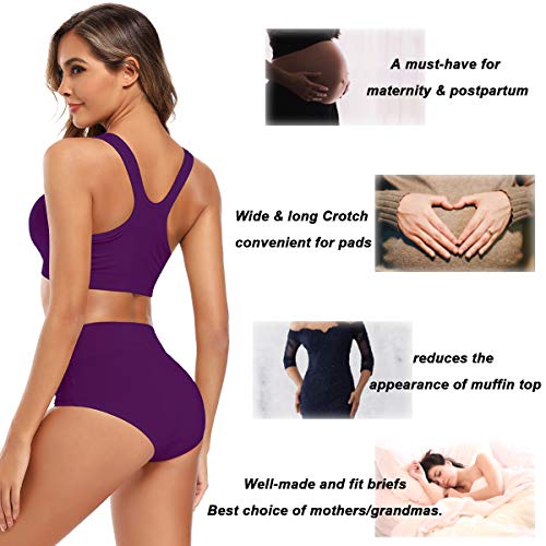 Molasus Women's Cotton Underwear High Waisted Full Coverage Ladies Panties (Regular & Plus Size) - color: Multicolor-5pack-a1, size: Large