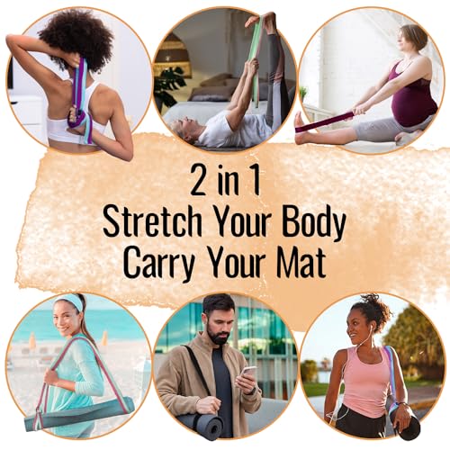 TECEUM 2 IN 1 Yoga & Mat Strap for Stretching – Cotton – 6/8/10 ft - color: Brown Beige, size: 6 ft