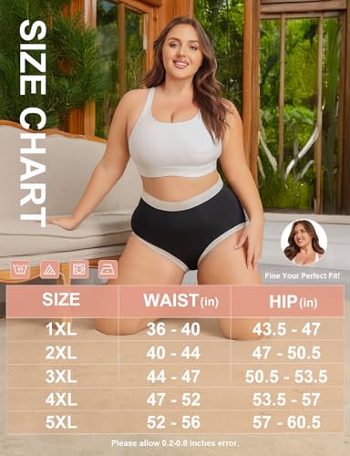 Lastshe Womens Plus Size Seamless Underwear High Waisted Ladies Panty Full Coverage Comfortable Briefs 4 Pack - color: Multi1 (4 Pack), size: 4X