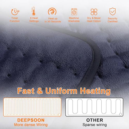 Heating Pad,Electric Heating Pads,Heating Pad for Back,DarkBlue,40x20 Inch - color: Darkblue, size: 40x20 Inch
