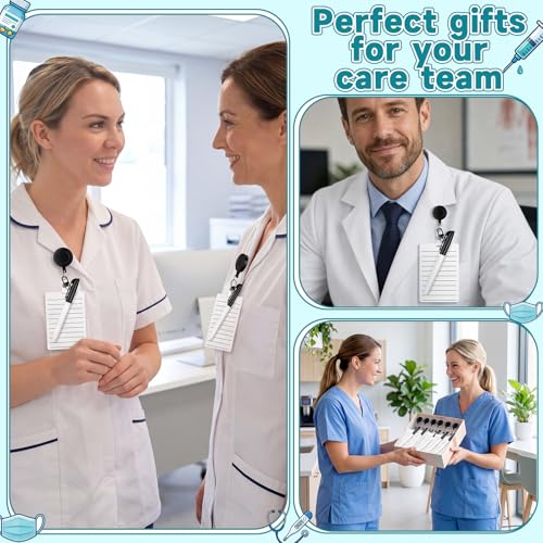 Lincia 6 Sets Nurse Badge Notepad, Retractable Dry Erase Board with Marker - color: Black, style: Lined