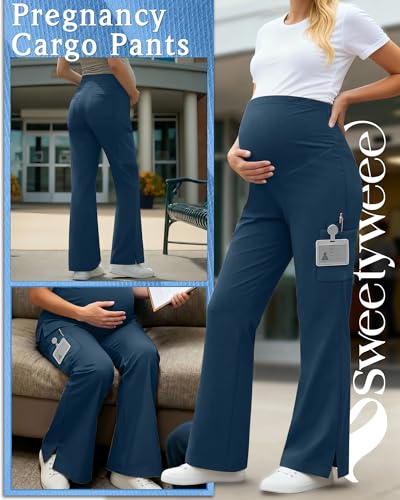 Women's Maternity Scrub Pants - color: Teal, size: Small