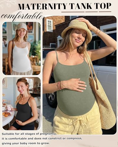 Ficerd 4 Pack Womens Maternity Nursing Tank Tops - color: Gray Green, Coffee, White, Black, size: Large
