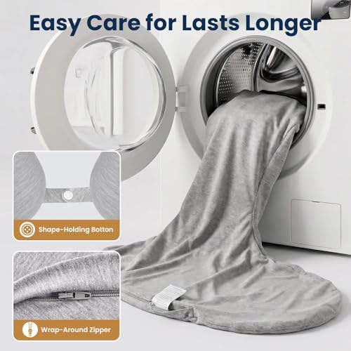 TranquilRelax C Shaped Body Pillow for Side Sleepers, Grey-35"*10" - color: Grey, size: 35*10 in