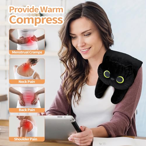 Microwave Heating Pad for Cramps Pain Relief, 19 * 9" Microwavable Heating Pads for Back, Neck Shoulder, Cute Microwave Heating Pad Stuffed Animal, Moist Heat Pack, Lavender - size: Large Cat