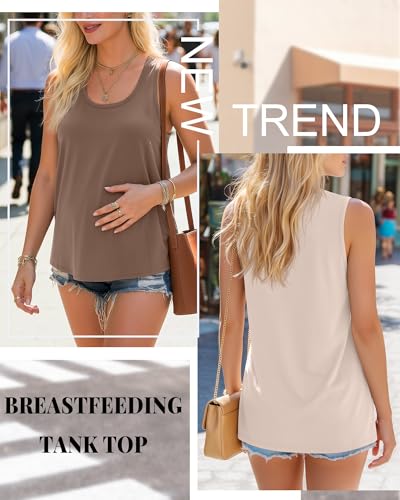 Ficerd 3 Pack Women's Nursing Tank Tops - color: Black, Khaki, Cream, size: X-Large