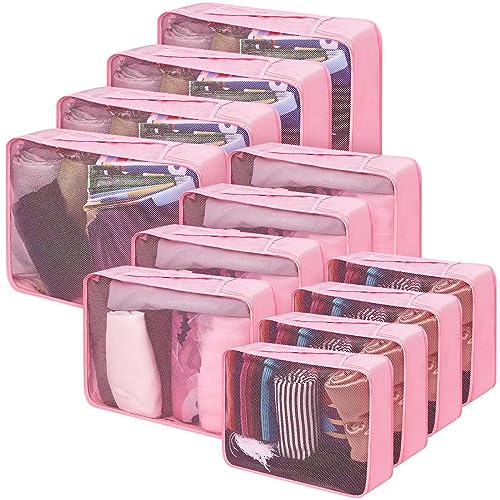Silkfly 12 Pcs Packing Cubes for Travel,XL, L, M,Classic,Pink - color: Pink, size: XL, L, M, style: Classic