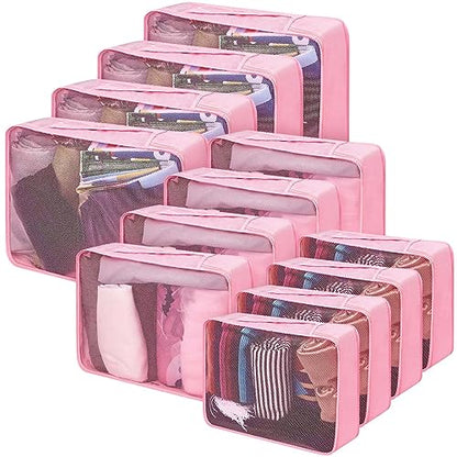 Silkfly 12 Pcs Packing Cubes for Travel,XL, L, M,Classic,Pink - color: Pink, size: XL, L, M, style: Classic