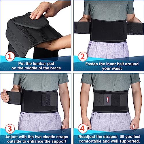 FEATOL Back Brace for Women & Men, Lower Back, Sciatica Pain Relief - color: Black, size: Small/Medium (24.4"-29.8")