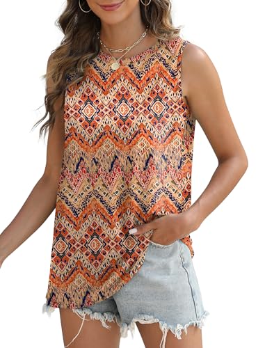 Sampeel Womens Tank Tops Eyelet Loose Casual Summer Tops Crew Neck Basic Sleeveless Shirts Trendy 2026 - color: Print-boho, size: Large