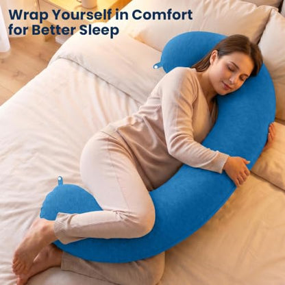 TranquilRelax C Shaped Body Pillow for Side Sleepers, Light Blue-35"*10" - color: Light Blue, size: 35*10 in