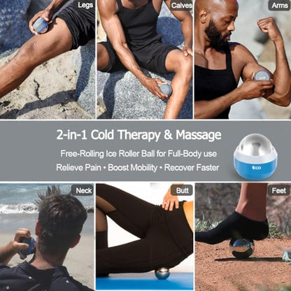 iECO Massage Ice Roller Ball Cold & Heat Therapy Plantar Fasciitis Roller - color: Blue & White
